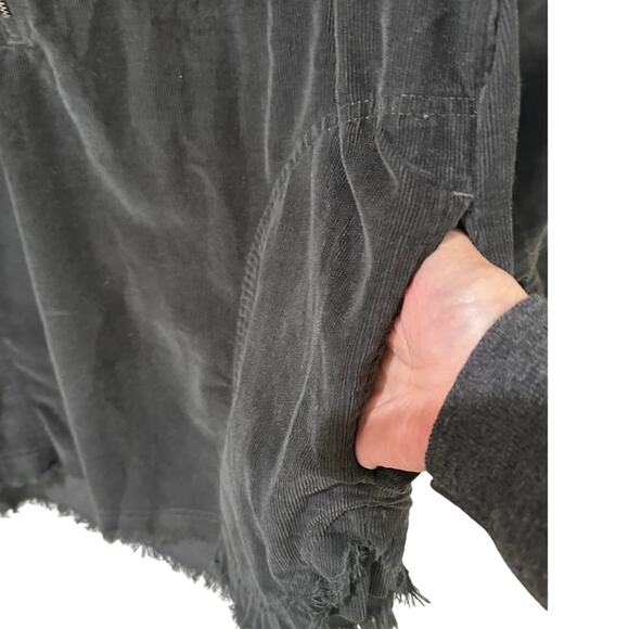 Offline by Aerie Oversized Black Corduroy 1/4 Zip Pullover Shacket Pockets, M - Picture 11 of 12
